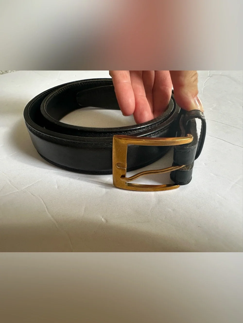 GALCO Men’s Shiny Black 1 1/8” Genuine Leather Brass Buckle Belt- Size 40B